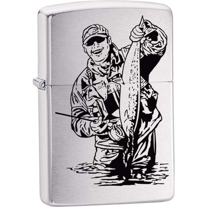 Zippo 200 Fisherman With Fish — зажигалка с рыболовным рисунком 200FISHERMAN